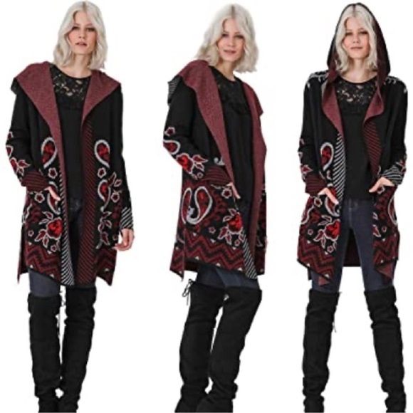 Vertigo Multi Color Paisley Shawl Collar Long Sweater Cardigan Knit Sz L - Picture 16 of 16